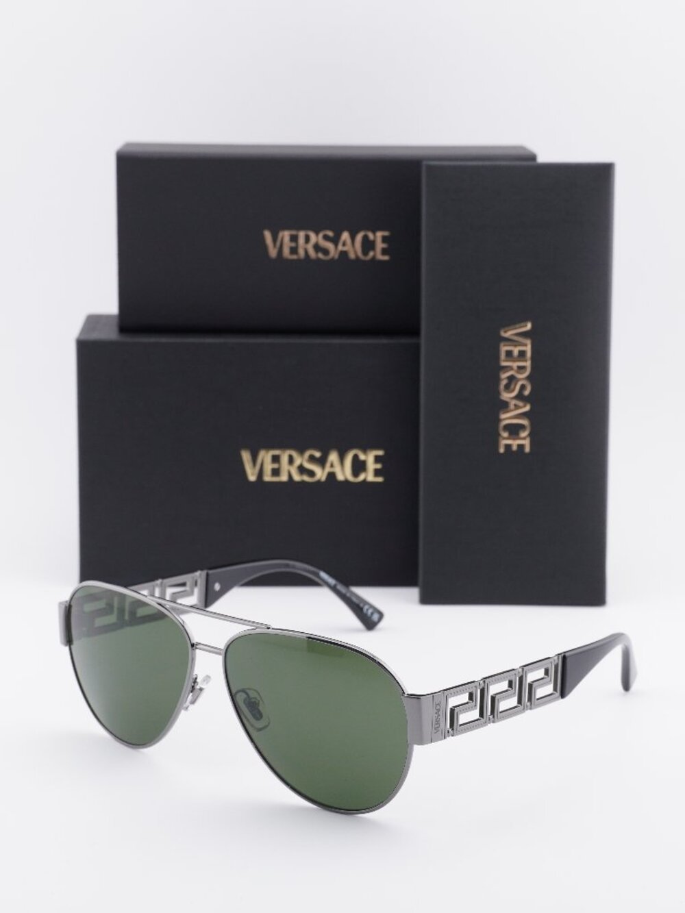 Versace VE2289 100071 Aviator Sunglasses – Gunmetal / Dark Green